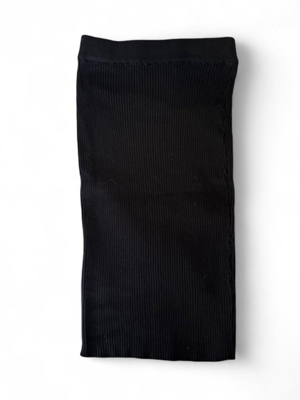 Black Ribbed Pencil Skirt